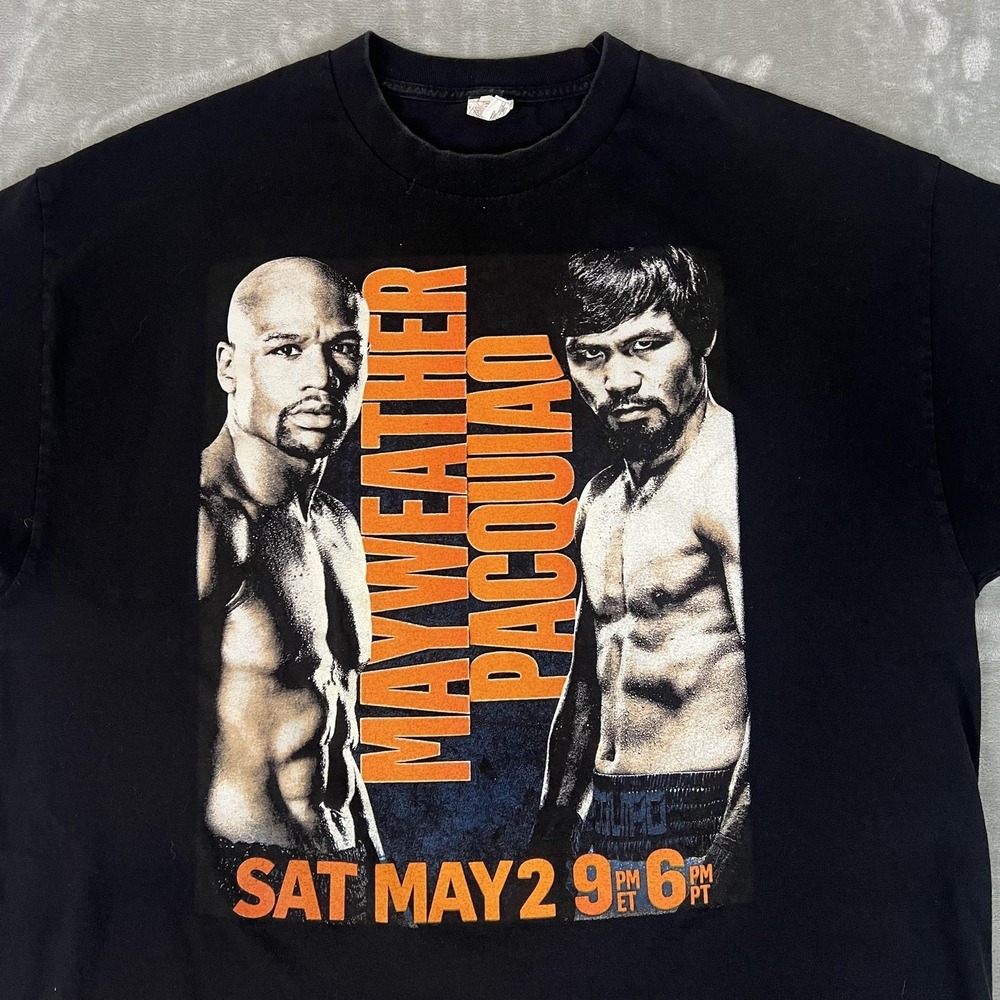 Mayweather Pacquiao Shirt Mens 2XL Black Tale Of The Tape Boxing Graphic Tee